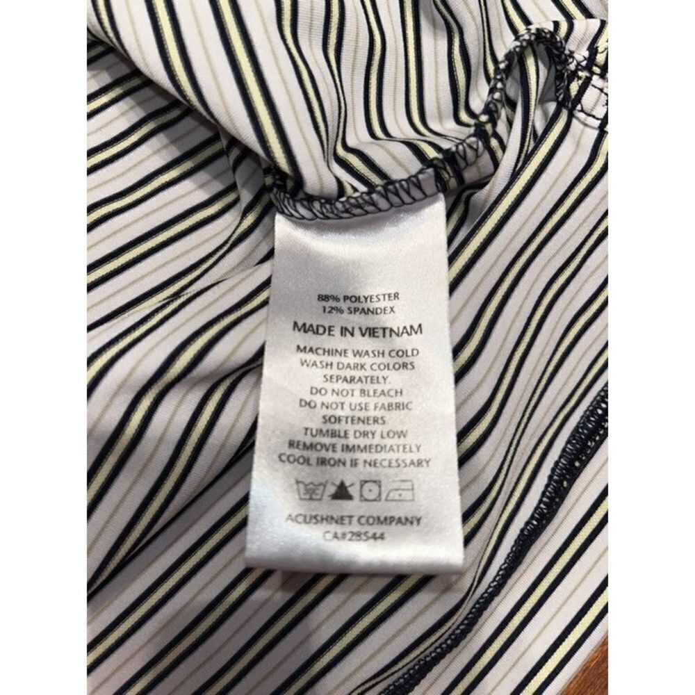 FJ FootJoy Shirt Mens XL White, yellow and blue Striped Golf Polo Lightweight Sh - Picture 6 of 7